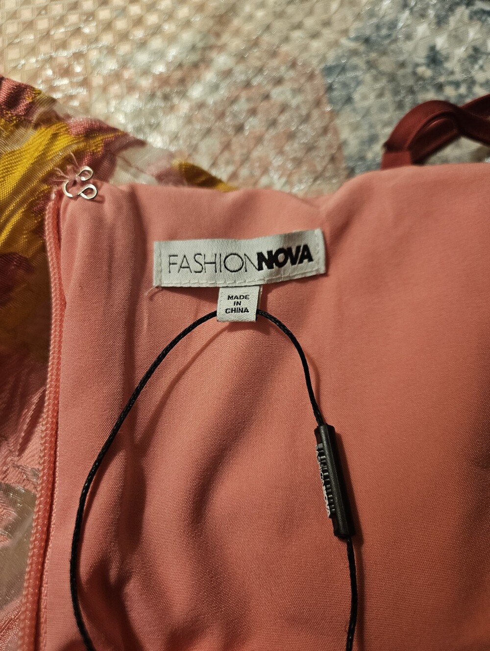 Fashion Nova Spaghetti Strap Pink Floral A-Line Dress with Orange Accents - Picture 13 of 16